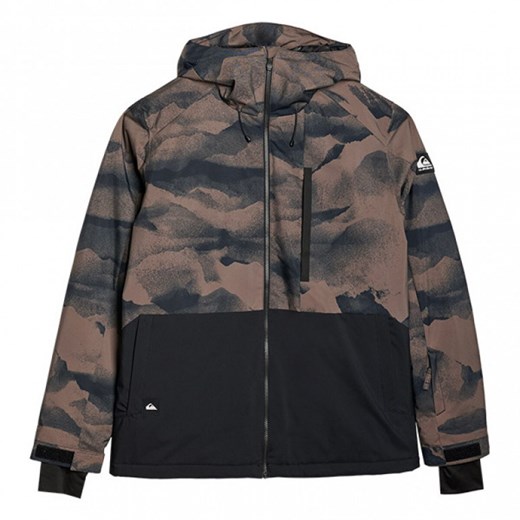 Męska kurtka narciarska Quiksilver Mission Printed Block JK - brązowa ze sklepu Sportstylestory.com w kategorii Kurtki męskie - zdjęcie 177896026