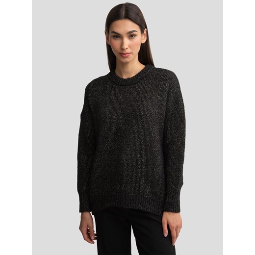 Sweter damski oversize z dodatkiem wełny czarny Mayamessa 906 ze sklepu Big Star w kategorii Swetry damskie - zdjęcie 177896448
