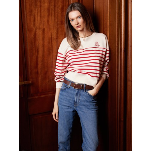 Bluza damska bawełniana w paski kremowa Rosa 103 ze sklepu Big Star w kategorii Bluzy damskie - zdjęcie 177897156