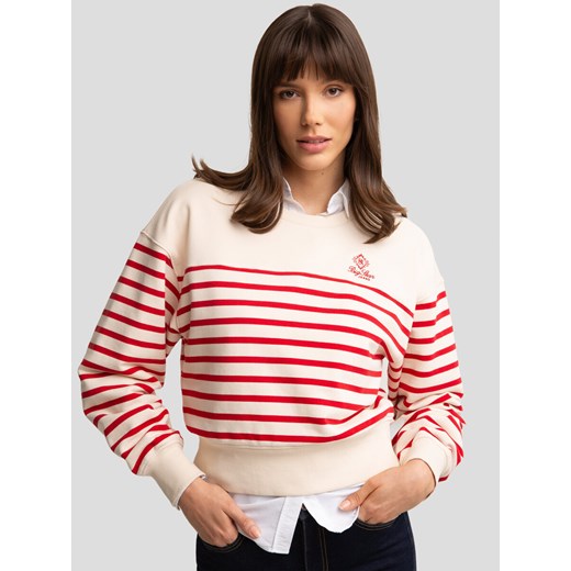 Bluza damska bawełniana w paski kremowa Rosa 103 ze sklepu Big Star w kategorii Bluzy damskie - zdjęcie 177897158