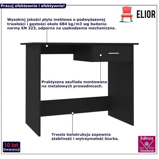 Czarne minimalistyczne biurko do biura - Axon Elior One Size Edinos.pl