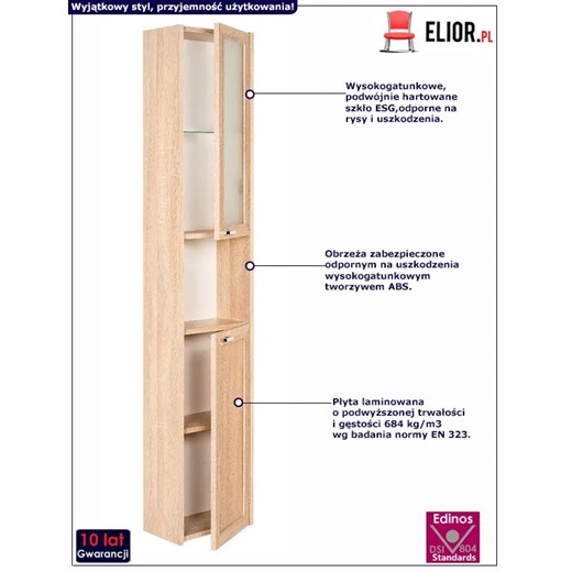 Wiszący słupek łazienkowy dąb sonoma - Medison 3X Elior One Size Edinos.pl
