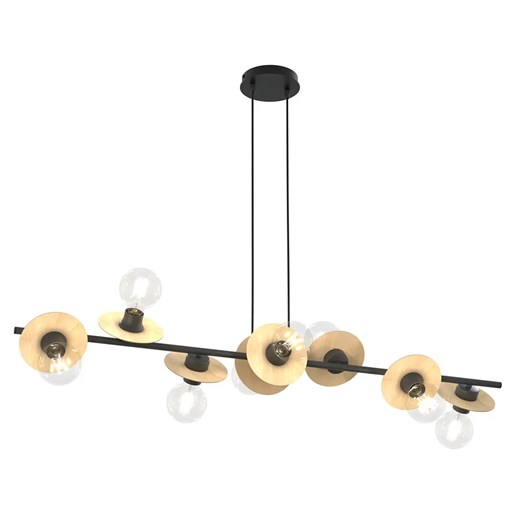 Nowoczesna lampa wisząca czarny + drewno - 2X D160 C1-F51 ze sklepu Edinos.pl w kategorii Lampy wiszące - zdjęcie 177899158