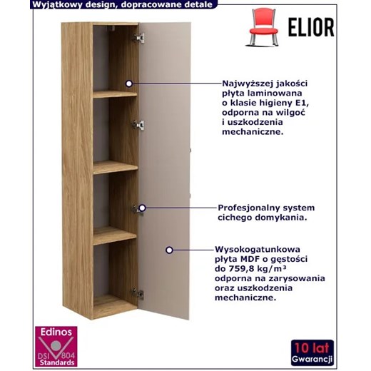 Beżowy wiszący słupek łazienkowy - Verdum 3X Elior One Size Edinos.pl