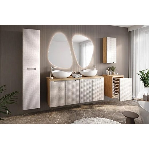 Beżowy wiszący słupek łazienkowy - Verdum 3X Elior One Size Edinos.pl
