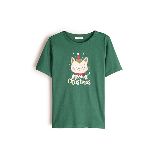 GATE Bawełniana koszulka ze świątecznym nadrukiem 34 ze sklepu gateshop w kategorii Bluzki damskie - zdjęcie 177903689