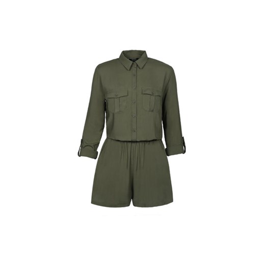 Khaki Shirt Utility Playsuit tally-weijl szary 