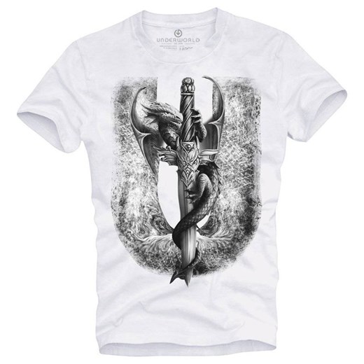 T-shirt męski UNDERWORLD Dragon biały ze sklepu morillo w kategorii T-shirty męskie - zdjęcie 177910387