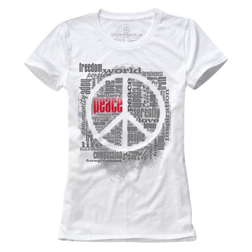 T-shirt damski UNDERWORLD Peace biały ze sklepu morillo w kategorii Bluzki damskie - zdjęcie 177912975