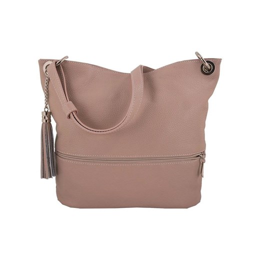 Skórzana torebka worek Barberinis - Różowa pudrowa ze sklepu Barberinis w kategorii Torby Shopper bag - zdjęcie 177917045
