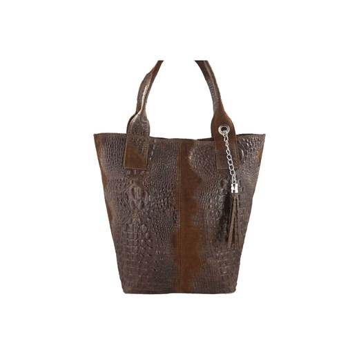Modny worek skórzany CROCO Barberinis - Brązowy ze sklepu Barberinis w kategorii Torby Shopper bag - zdjęcie 177917388
