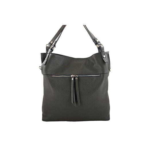 Duży skórzany worek / shopper bag - A4 - Szary ciemny ze sklepu Barberinis w kategorii Torby Shopper bag - zdjęcie 177918795