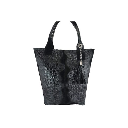 Modny worek skórzany CROCO Barberinis - Czarny ze sklepu Barberinis w kategorii Torby Shopper bag - zdjęcie 177919085
