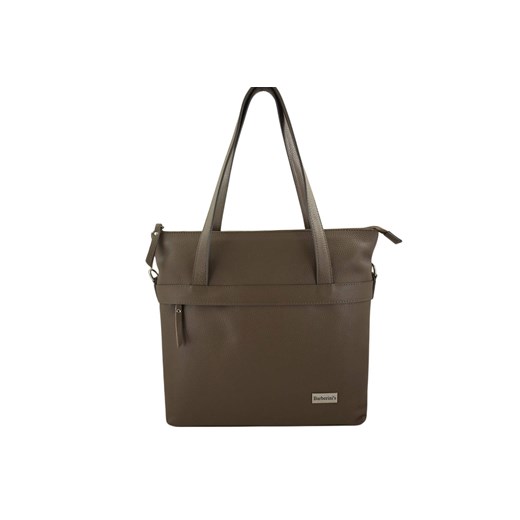 Torebka skórzana shopper na ramię - Beżowa ciemna ze sklepu Barberinis w kategorii Torby Shopper bag - zdjęcie 177919539