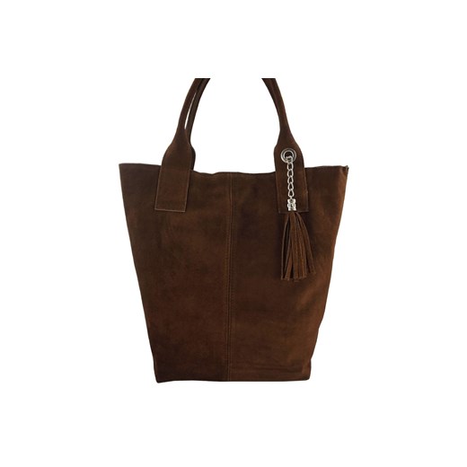 Shopper bag - torebka damska zamszowa - Brązowa ze sklepu Barberinis w kategorii Torby Shopper bag - zdjęcie 177920818