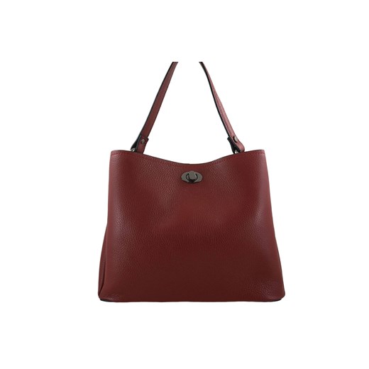 Kuferek skórzany z ozdobnym zapięciem - Czerwony ze sklepu Barberinis w kategorii Torby Shopper bag - zdjęcie 177921487