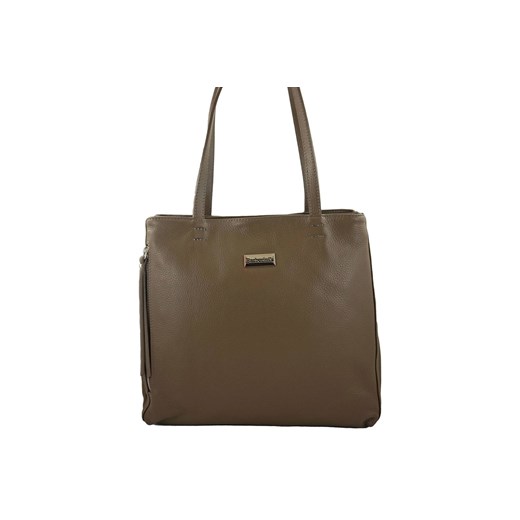 Torba skórzana A4 na ramię - Beżowa ciemna ze sklepu Barberinis w kategorii Torby Shopper bag - zdjęcie 177921718