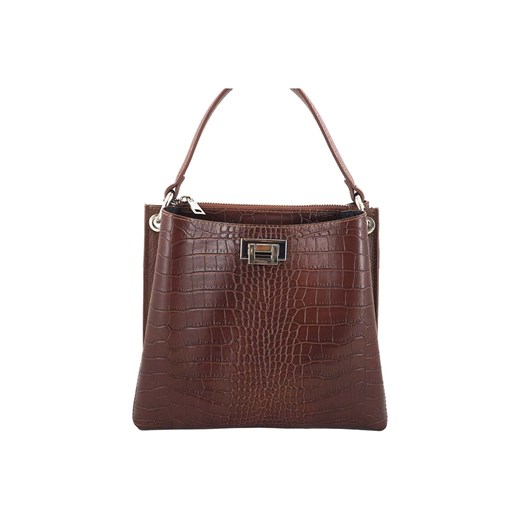 Modna torebka ze skóry CROCO - Brązowa ze sklepu Barberinis w kategorii Torby Shopper bag - zdjęcie 177921939