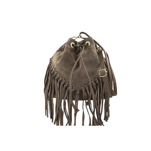 Torebka skórzana boho style - Beżowa ciemna ze sklepu Barberinis w kategorii Listonoszki - zdjęcie 177925197