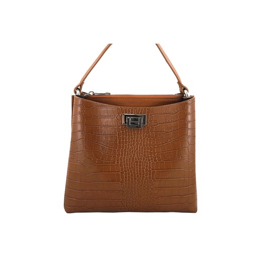 Modna torebka ze skóry CROCO - Brązowa jasna ze sklepu Barberinis w kategorii Torby Shopper bag - zdjęcie 177925409