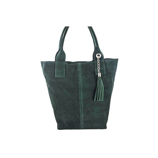 Shopper bag - torebka damska zamszowa - Zielona ciemna ze sklepu Barberinis w kategorii Torby Shopper bag - zdjęcie 177925979