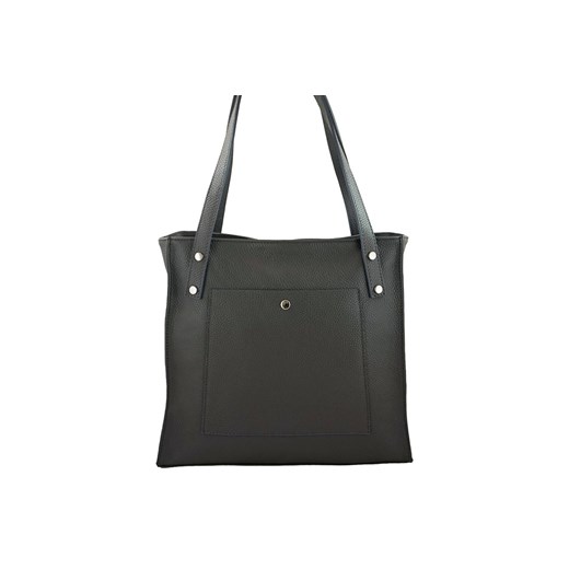 Torebka skórzana na ramię damska - Szara ciemna ze sklepu Barberinis w kategorii Torby Shopper bag - zdjęcie 177926036