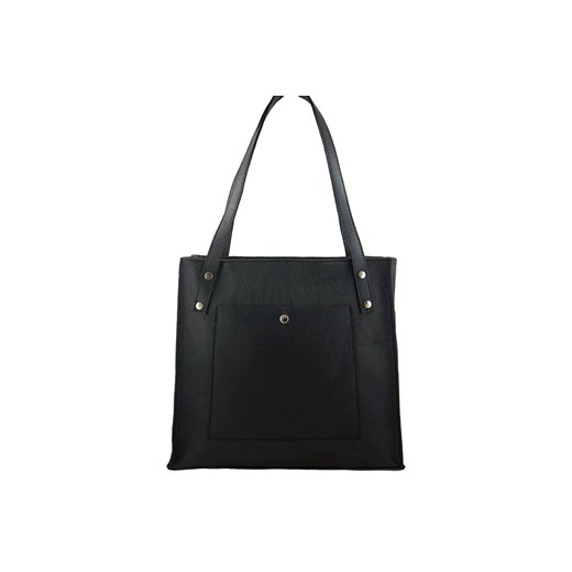 Torebka skórzana na ramię damska - Czarna ze sklepu Barberinis w kategorii Torby Shopper bag - zdjęcie 177928076