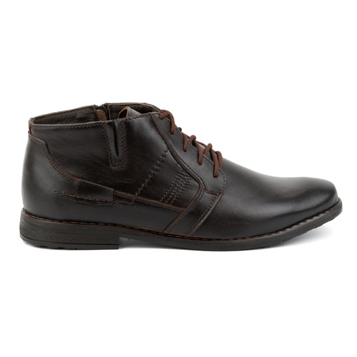 Buty męskie sztyblety skórzane sznurowane niskie 902KZ brązowe ze sklepu butyolivier w kategorii Buty zimowe męskie - zdjęcie 177928816