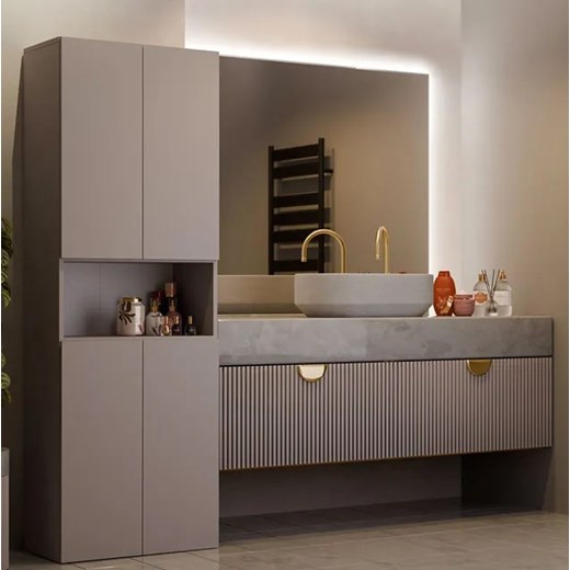 Szara minimalistyczna szafka łazienkowa koszem glina - Zassio 4X Elior One Size Edinos.pl