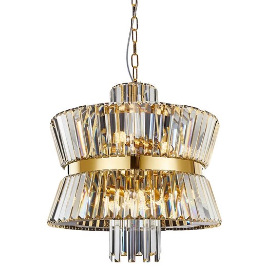 Złoty kryształowy żyrandol w stylu glamour - 5X S005 P4-S21 ze sklepu Edinos.pl w kategorii Lampy wiszące - zdjęcie 177939628