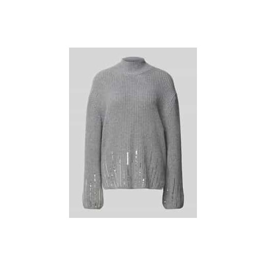 Sweter z dzianiny z cekinowym obszyciem model ‘SEQUINS’ ze sklepu Peek&Cloppenburg  w kategorii Swetry damskie - zdjęcie 177943086