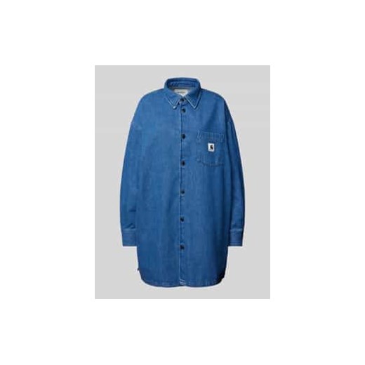 Bluzka jeansowa o kroju oversized z wykładanym kołnierzem model ‘GLENNON’ ze sklepu Peek&Cloppenburg  w kategorii Koszule damskie - zdjęcie 177943638