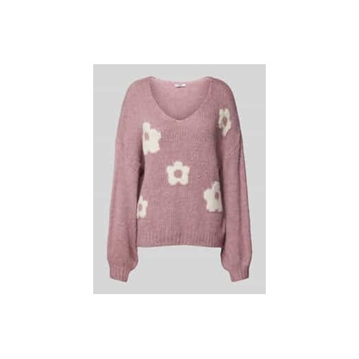 Sweter z dzianiny z prążkowanymi wykończeniami ze sklepu Peek&Cloppenburg  w kategorii Swetry damskie - zdjęcie 177946376