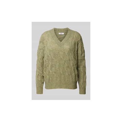 Sweter z dzianiny z prążkowanymi wykończeniami ze sklepu Peek&Cloppenburg  w kategorii Swetry damskie - zdjęcie 177946508