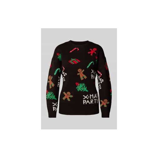 Sweter świąteczny o kroju comfort fit ze wzorem całej powierzchni model ‘XMASPARTY’ ze sklepu Peek&Cloppenburg  w kategorii Swetry damskie - zdjęcie 177947587