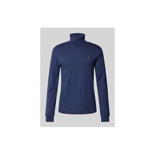 Bluzka z długim rękawem,golfem i wyhaftowanym logo ze sklepu Peek&Cloppenburg  w kategorii T-shirty męskie - zdjęcie 177949077