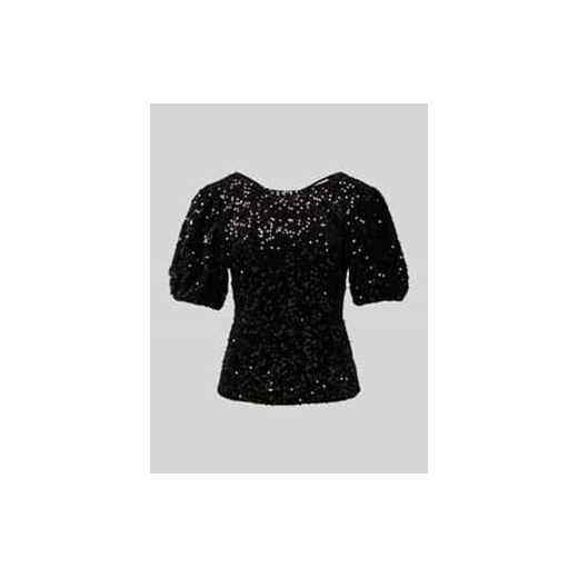 Top bluzkowy o kroju slim fit z cekinowym obszyciem ze sklepu Peek&Cloppenburg  w kategorii Bluzki damskie - zdjęcie 177949815