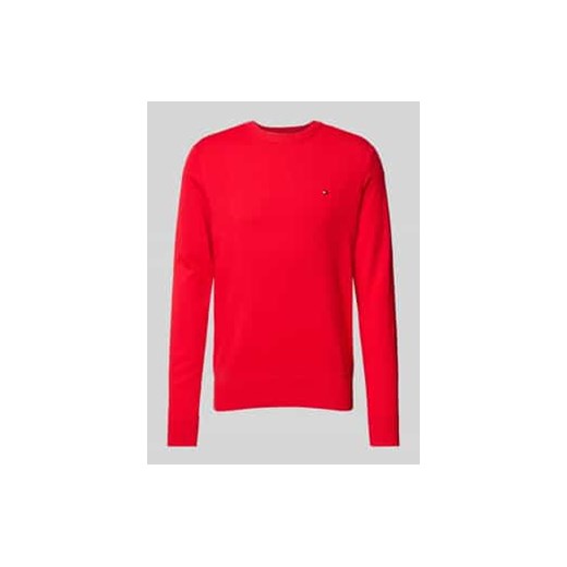 Sweter z dzianiny z wyhaftowanym logo model ‘PIMA’ ze sklepu Peek&Cloppenburg  w kategorii Swetry męskie - zdjęcie 177950437
