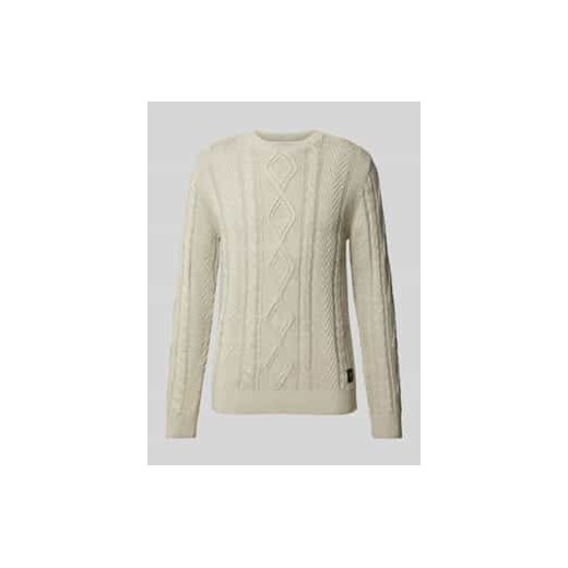 Sweter z dzianiny o kroju regular fit z bawełny ze ściegiem warkoczowym ze sklepu Peek&Cloppenburg  w kategorii Swetry męskie - zdjęcie 177950508