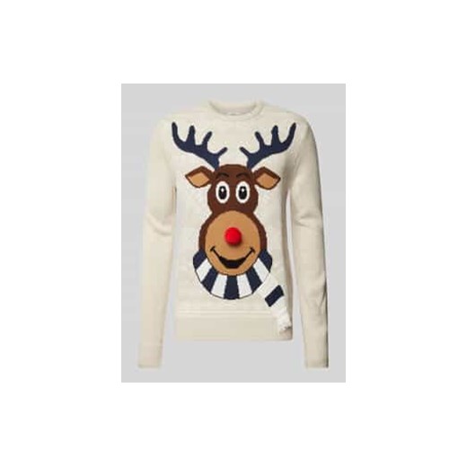 Sweter świąteczny z wyhaftowanym motywem ze sklepu Peek&Cloppenburg  w kategorii Swetry męskie - zdjęcie 177952059