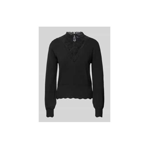 Sweter z dzianiny o kroju comfort fit z koronkowym detalem i bufiastymi rękawami model ‘REBECCA’ ze sklepu Peek&Cloppenburg  w kategorii Swetry damskie - zdjęcie 177952137
