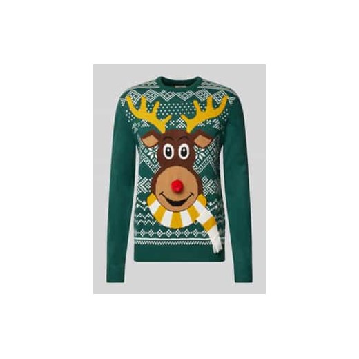 Sweter świąteczny z wyhaftowanym motywem ze sklepu Peek&Cloppenburg  w kategorii Swetry męskie - zdjęcie 177952406