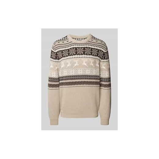 Sweter z dzianiny z okrągłym dekoltem ze sklepu Peek&Cloppenburg  w kategorii Swetry męskie - zdjęcie 177952875