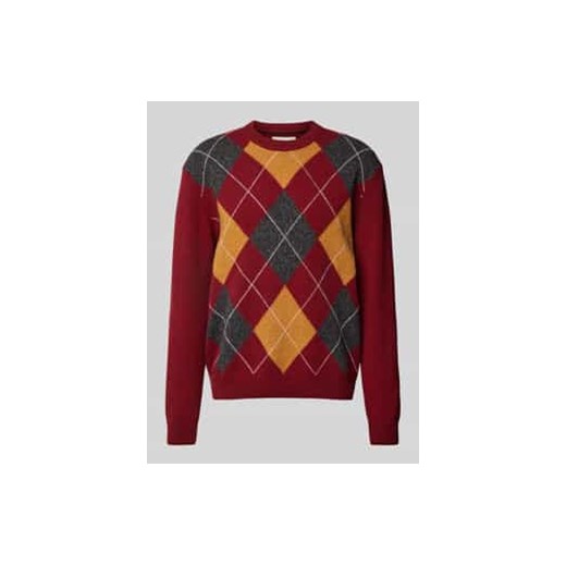 Sweter z dzianiny z okrągłym dekoltem model ‘ARGYLE’ ze sklepu Peek&Cloppenburg  w kategorii Swetry męskie - zdjęcie 177954345