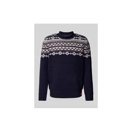 Sweter z dzianiny z naszywką z logo ze sklepu Peek&Cloppenburg  w kategorii Swetry męskie - zdjęcie 177955768