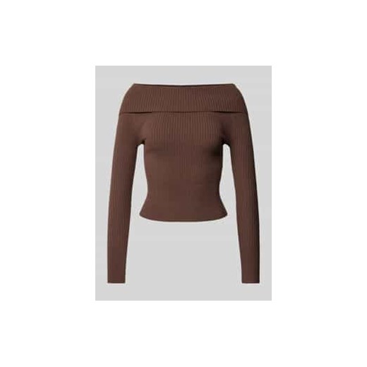Sweter z dzianiny z prążkowanym dekoltem w łódkę ze sklepu Peek&Cloppenburg  w kategorii Swetry damskie - zdjęcie 177956059