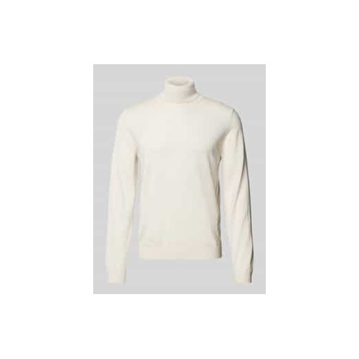 Sweter z dzianiny z żywej wełny z wywijanym kołnierzem ze sklepu Peek&Cloppenburg  w kategorii Swetry męskie - zdjęcie 177956485