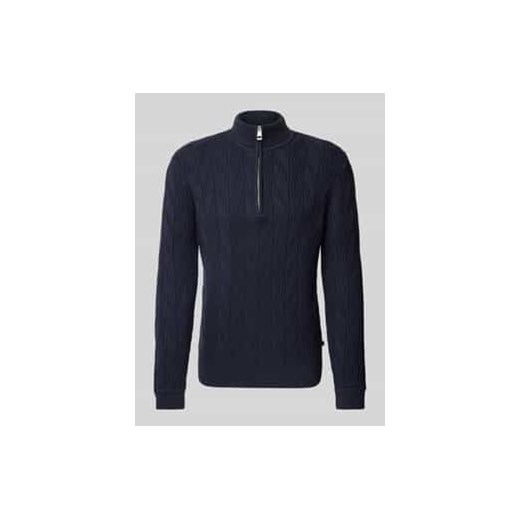 Bluza o kroju regular fit z mieszanki bawełny z kołnierzem i ściegiem warkoczowym ze sklepu Peek&Cloppenburg  w kategorii Bluzy męskie - zdjęcie 177956847