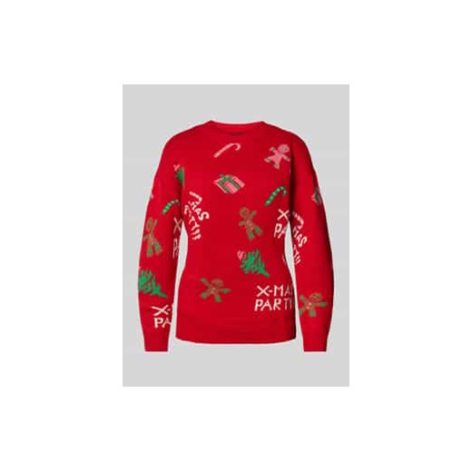 Sweter świąteczny o kroju comfort fit ze wzorem całej powierzchni model ‘XMASPARTY’ ze sklepu Peek&Cloppenburg  w kategorii Swetry damskie - zdjęcie 177957488