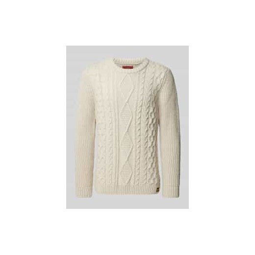 Sweter z dzianiny ze ściegiem warkoczowym model ‘Jacob’ ze sklepu Peek&Cloppenburg  w kategorii Swetry męskie - zdjęcie 177959169